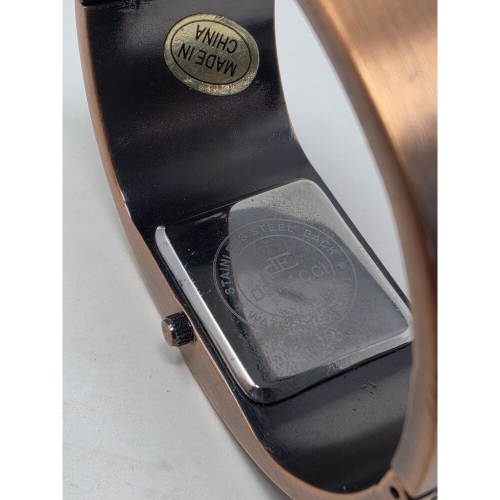 Denacci Quartz Watch Shell Inlay Rectangular Bronze Tone Vintage Style - Picture 5 of 5
